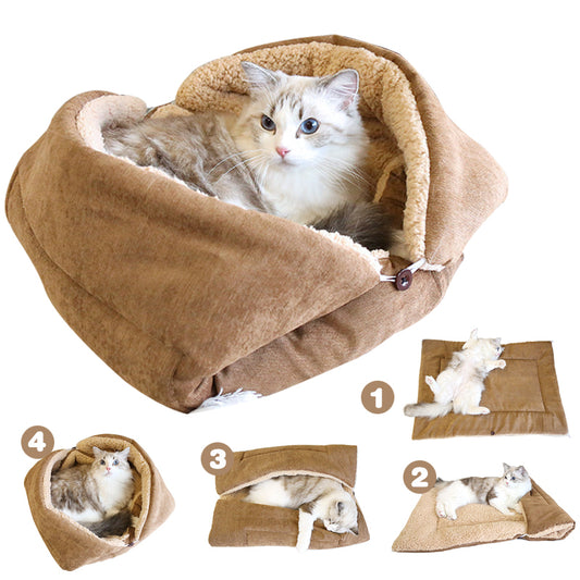 4 Modes Folding Cat Bed Warm Thickened Cat Bed