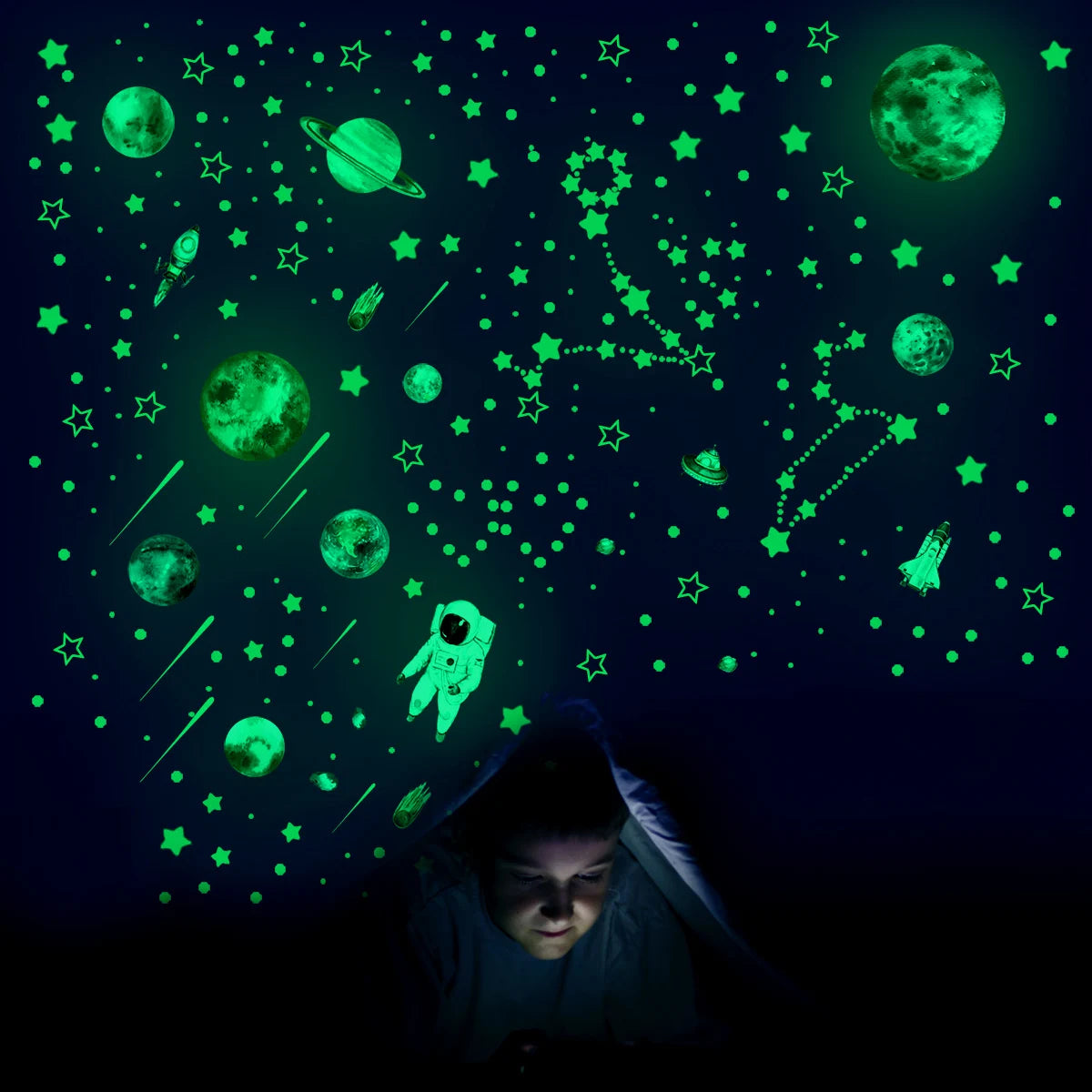 49Pcs Glow in The Dark Stars Wall Stickers Glowing Stars