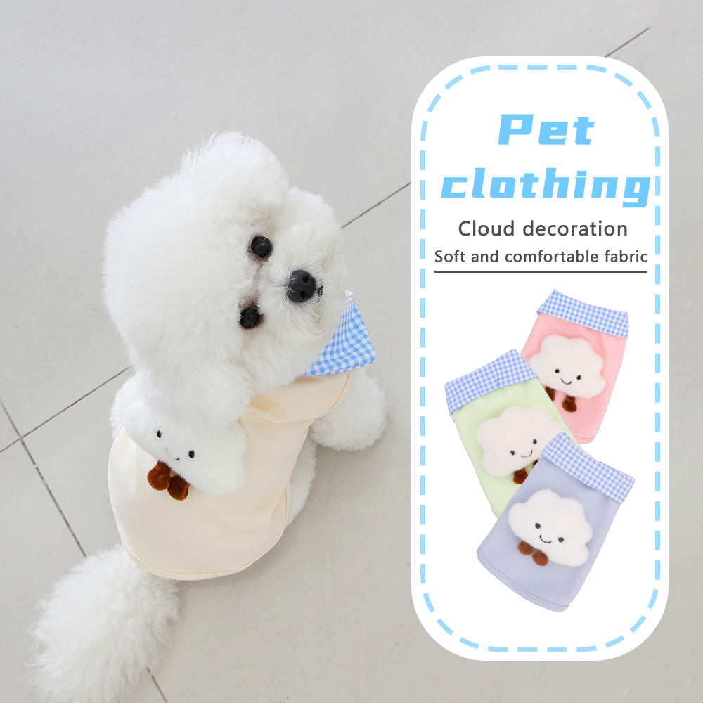 Pet Spring and Autumn Clothing Checkered Collar Polo Shirt Cute