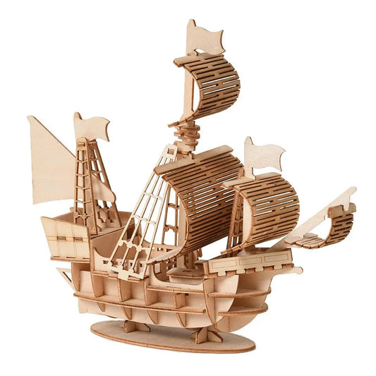 1PC 3D Sailboat Wooden Puzzle Assembly