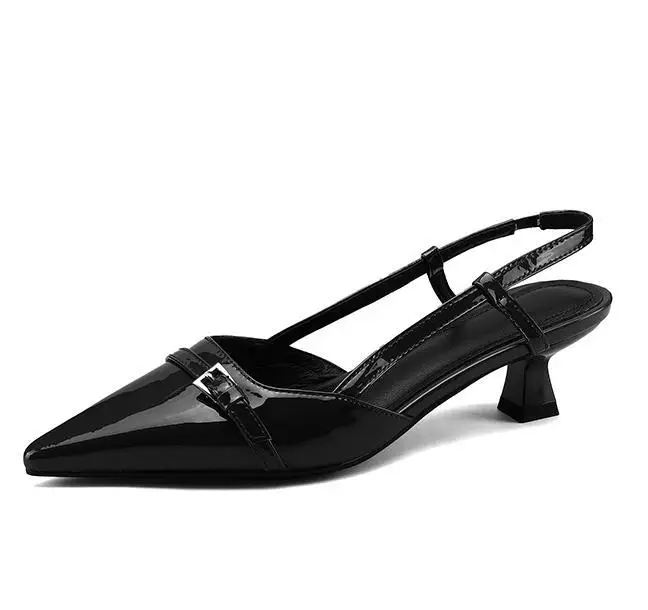 Summer Women's Dress Shoes Patent Leather Slip on Pointed