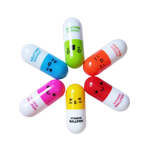20Pcs Cartoon 6 Colors Retractable Pill Pens
