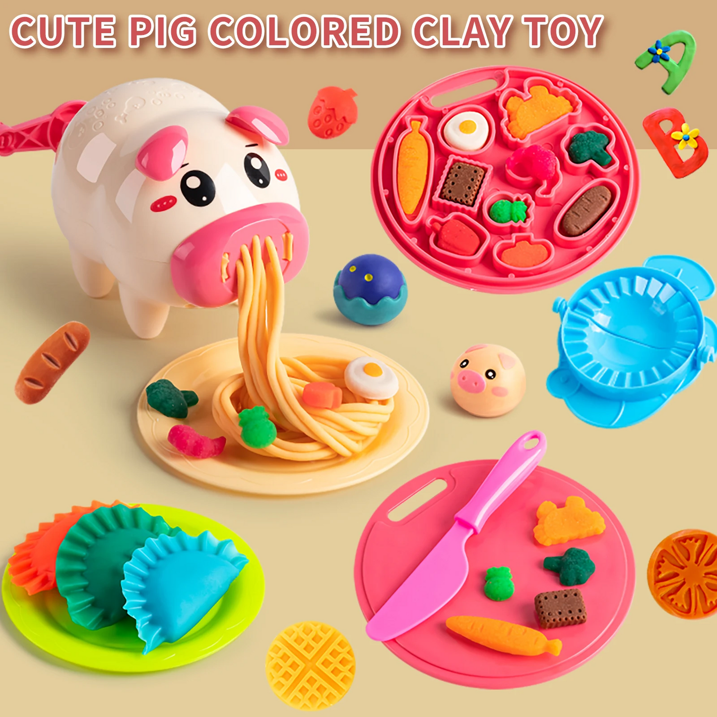 Cartoon Cute Pig Noodle Machine Clay Set
