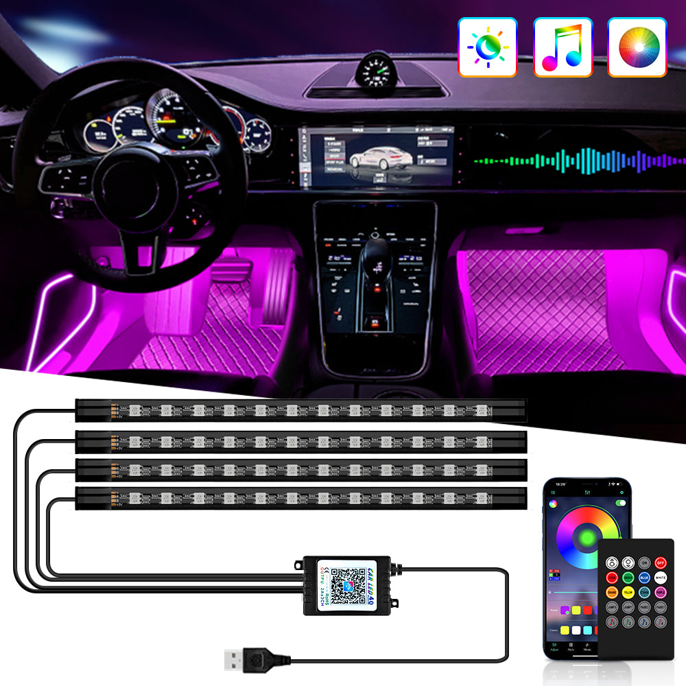 Neon 36 48 72 LED Car Interior Ambient Foot Light with USB Wireless