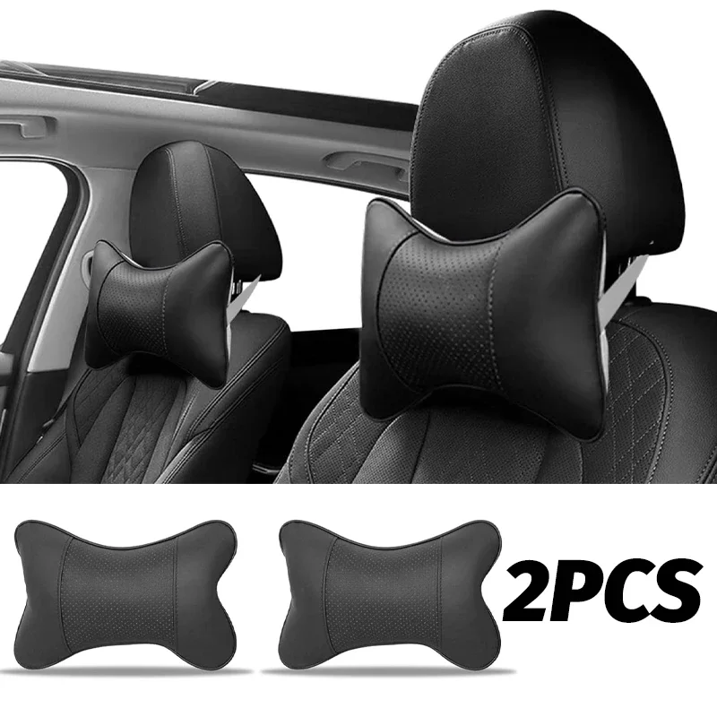 2pcs Car Seat Headrest Universal PU Leather