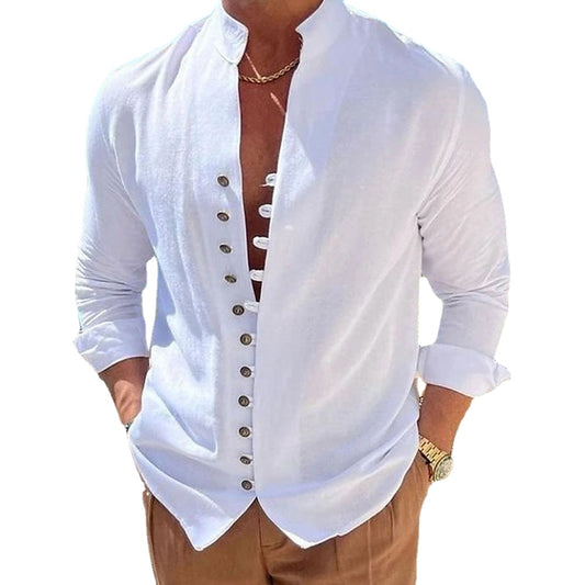 New Spring Autumn casual shirt loose Men's Solid Color