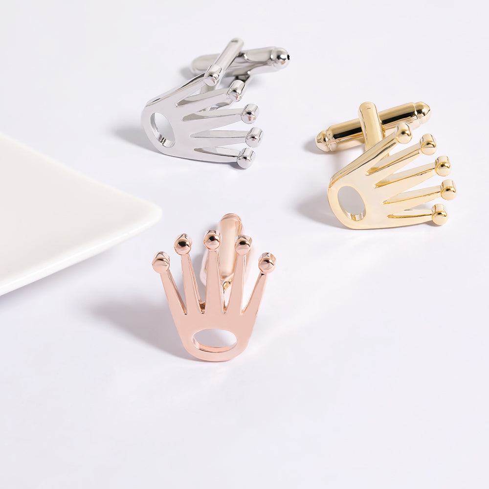 Mens Vola Crown Brass Cufflinks Gold Rose