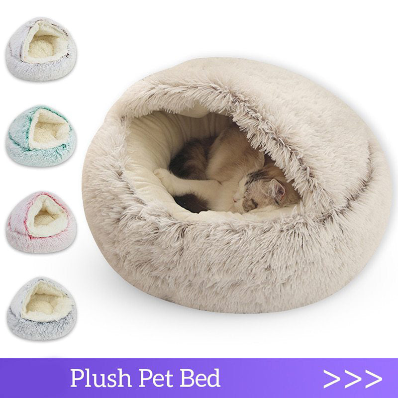 Cat Bed Pet Mattress Warm Soft Plush Pet Bed with Cover Round Cat Dog