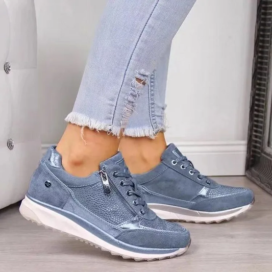 Summer Sneakers Women Solid Color Lace-up Versatile