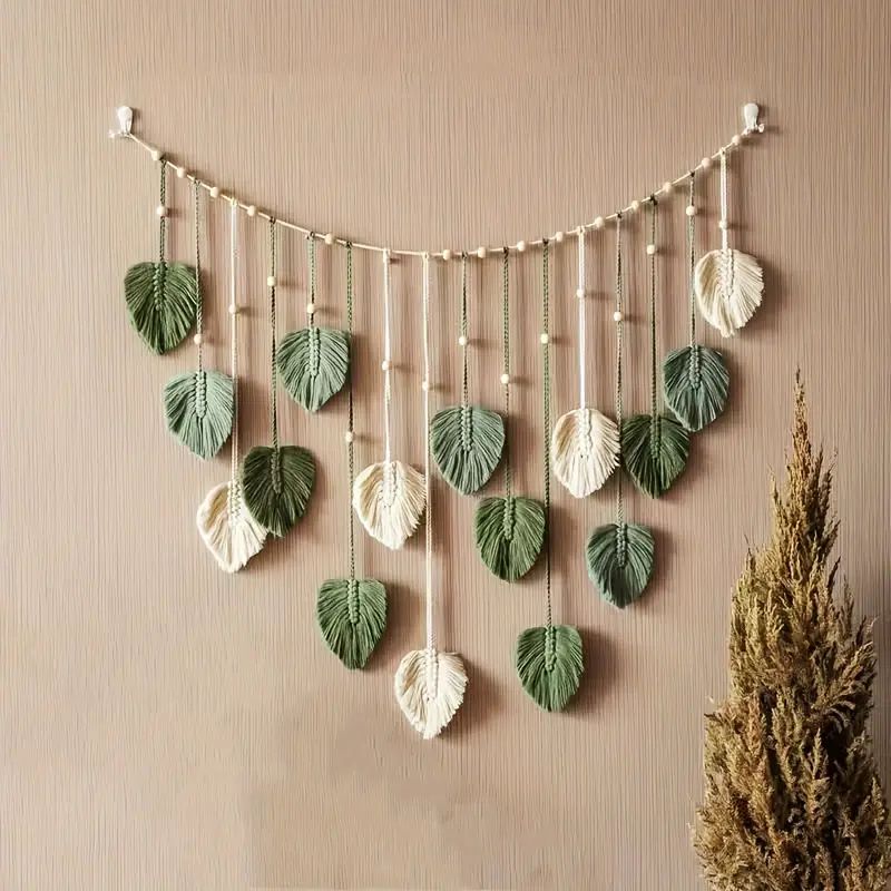 Boho Home Decoration, Macrame Tapestry Macrame Leaf