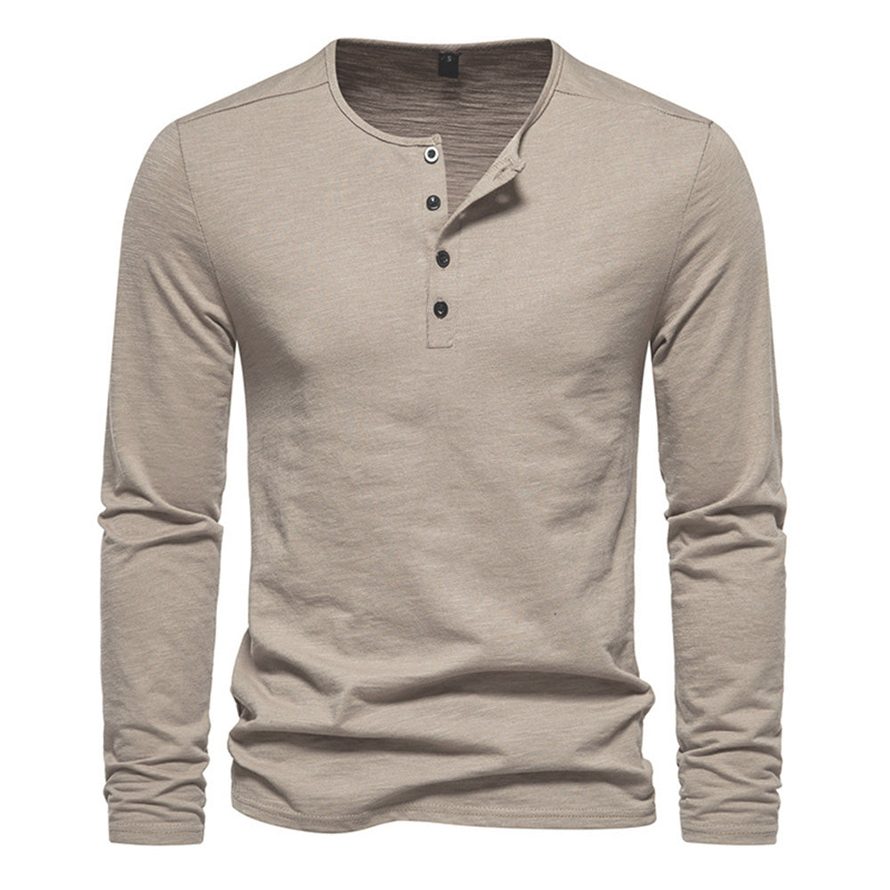 Men Long Sleeved T-shirt Cotton Slim Fit Bottoming Shirt Fitness