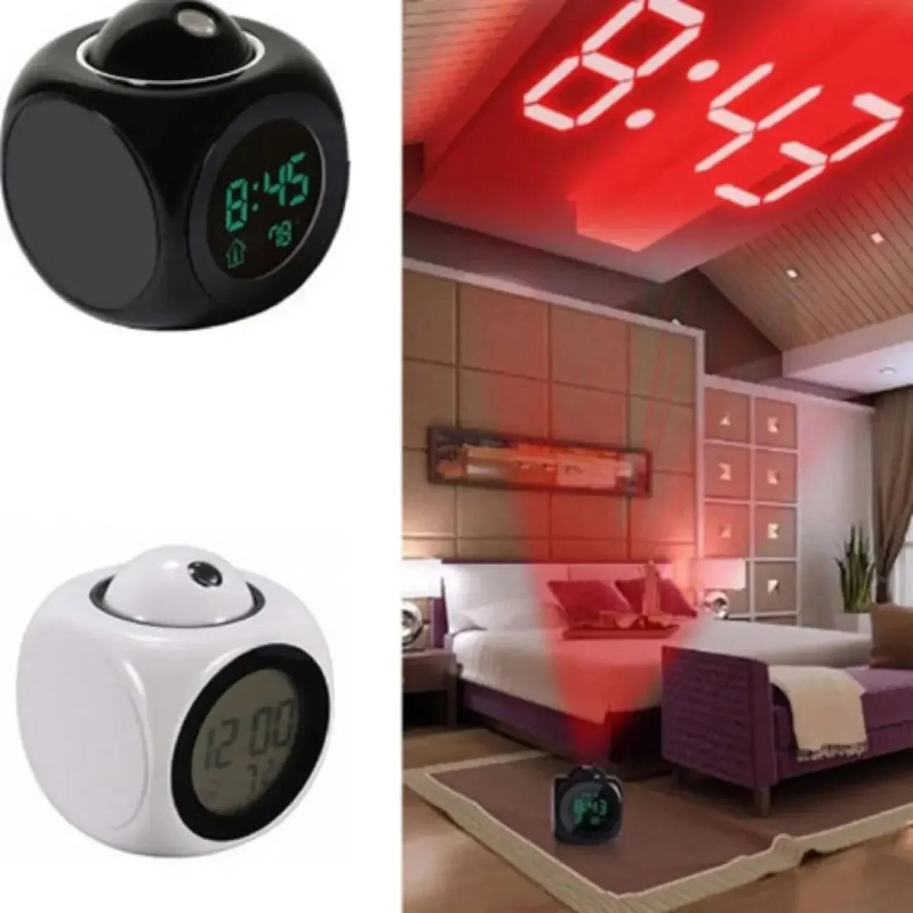 Projection Alarm Clock Ceiling Display Snooze Desk Table