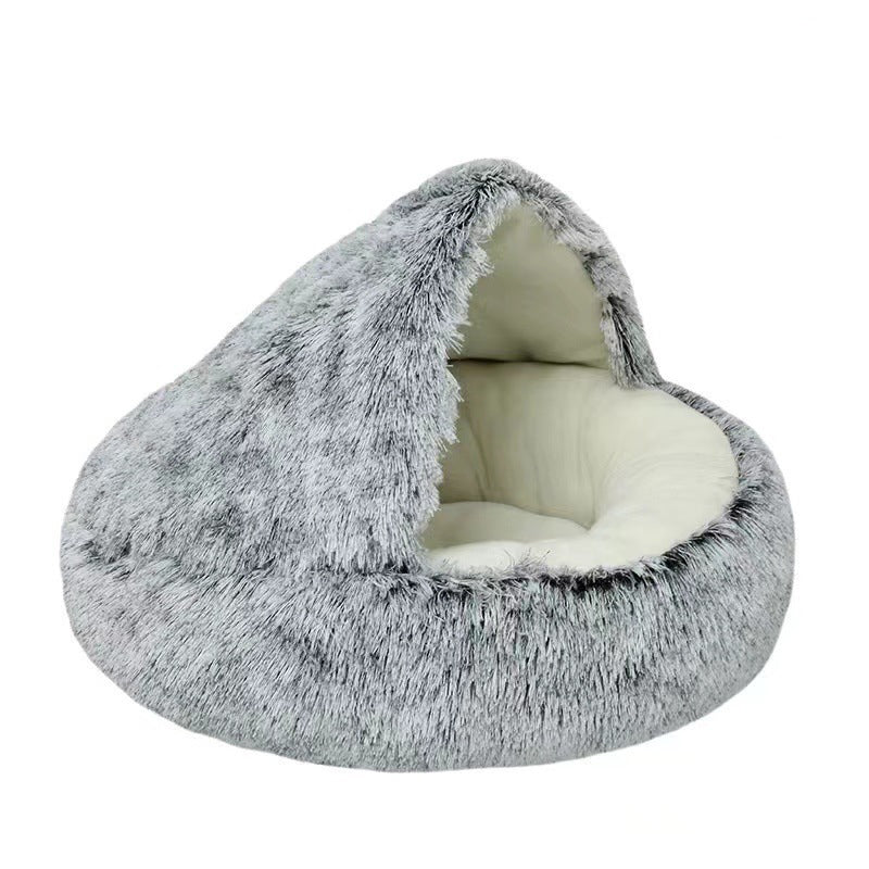 Cat Bed Pet Mattress Warm Soft Plush Pet Bed with Cover Round Cat Dog