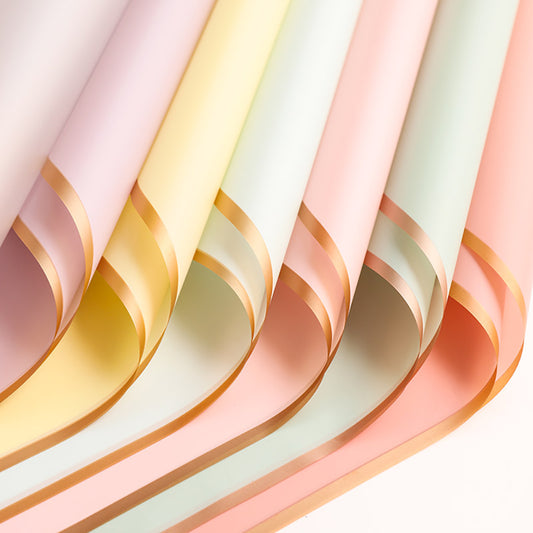 10 Sheets Flower Wrapping Paper with Golden Edges, Waterproof
