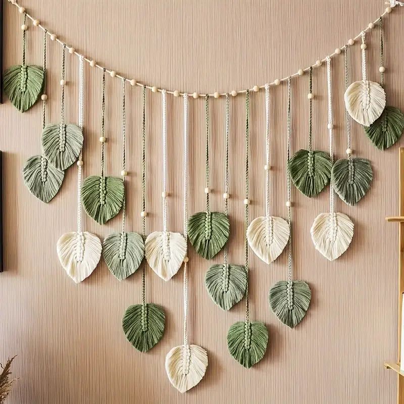 Boho Home Decoration, Macrame Tapestry Macrame Leaf