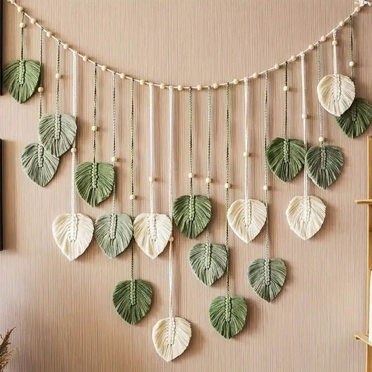 Boho Home Decoration, Macrame Tapestry Macrame Leaf