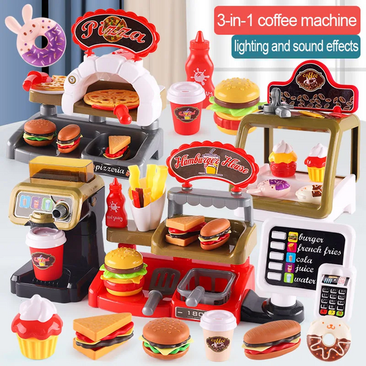 Kid Play House Game Kitchen Fast Food Restaurant