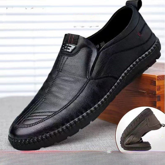Mens Leather Loafers Non Slip Walking Flats