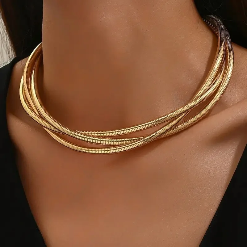 Punk Style Gold Color Multilayer Wrap Necklace