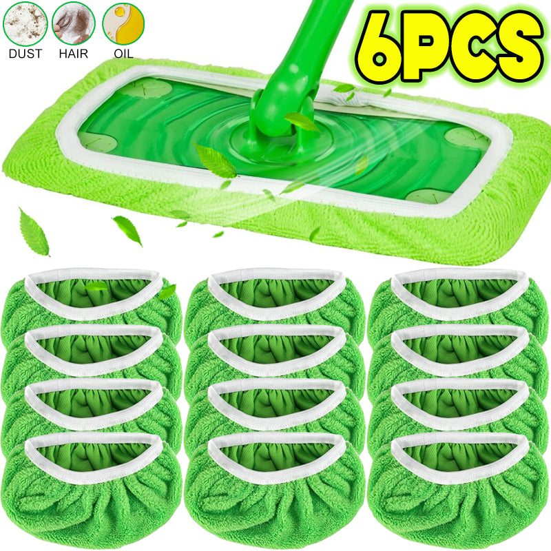 Sweeper Wet & Dry Cleaning Cloths Reusable Microfiber Mop Pads Green