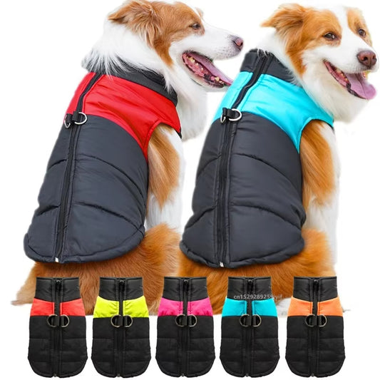 Waterproof Warm Dog Clothes Pet Coat Winter Vest Padded Zipper Jacket Dog