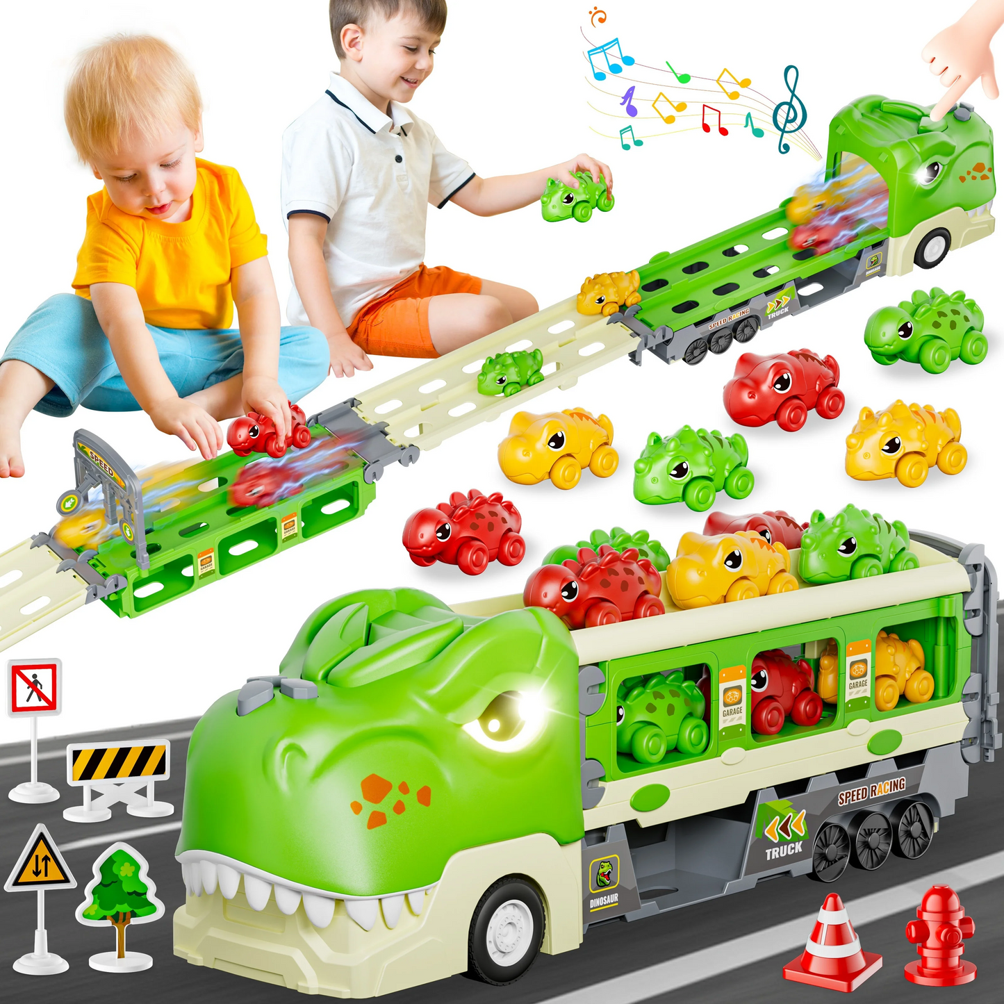 Dinosaur Transport Trucks - Catapulting Dinosaur Cars