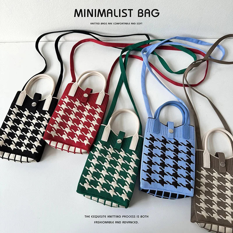 shoulder bag mini knitted mobile phone bag