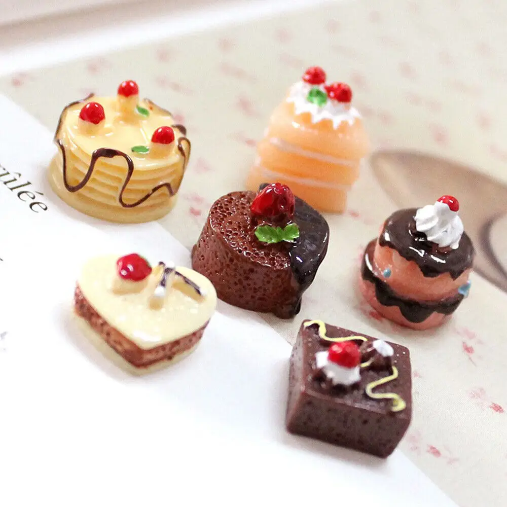 6pcs Dollhouse Mini Cakes Dessert Cupcake Mini Cake