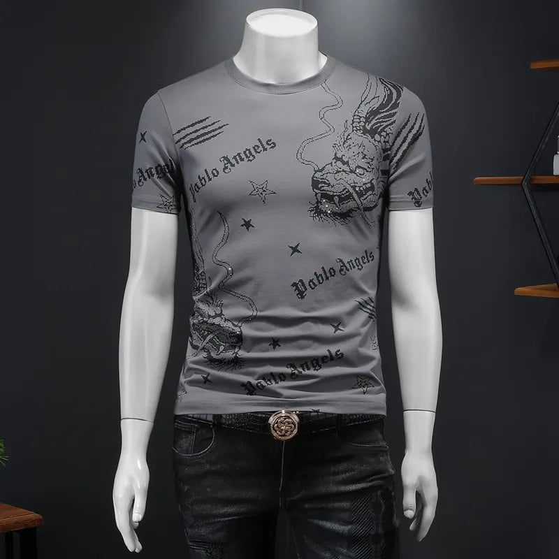 2024 Summer New Men's Short Sleeve Korean Style Slim Fit