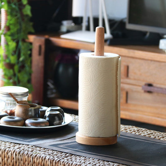 Kitchen Wooden Roll Paper Towel Holder Bathroom