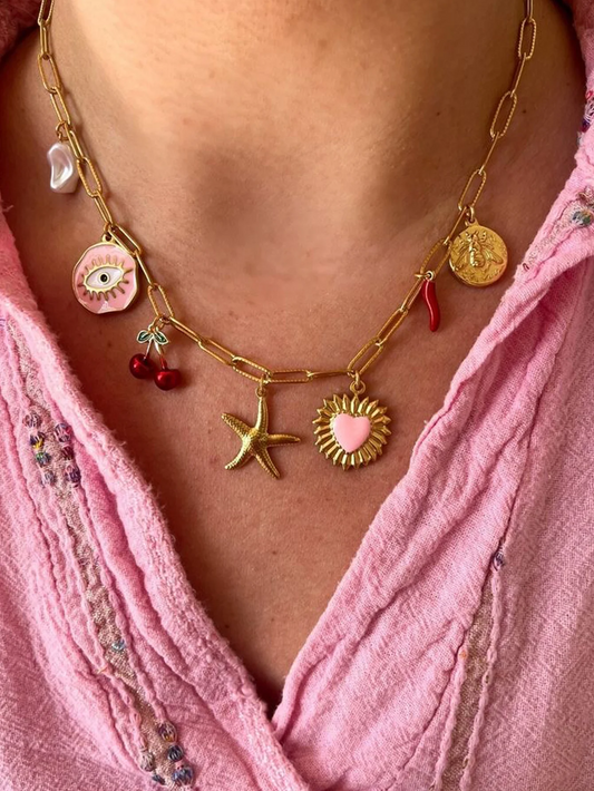 Charm Dopamine Cherry Starfish Pendant