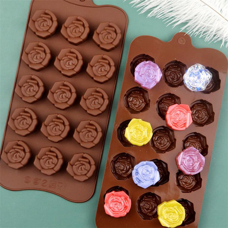 Coffee Chocolate Mould 15 Cavity Silicone Flower Rose