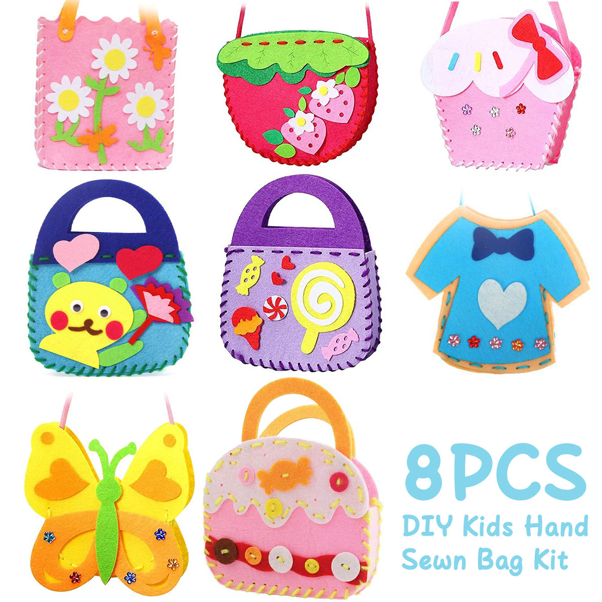 8Pcs Kids Sewing Kit DIY Felt Sewing Kits Preschool Educational Toys