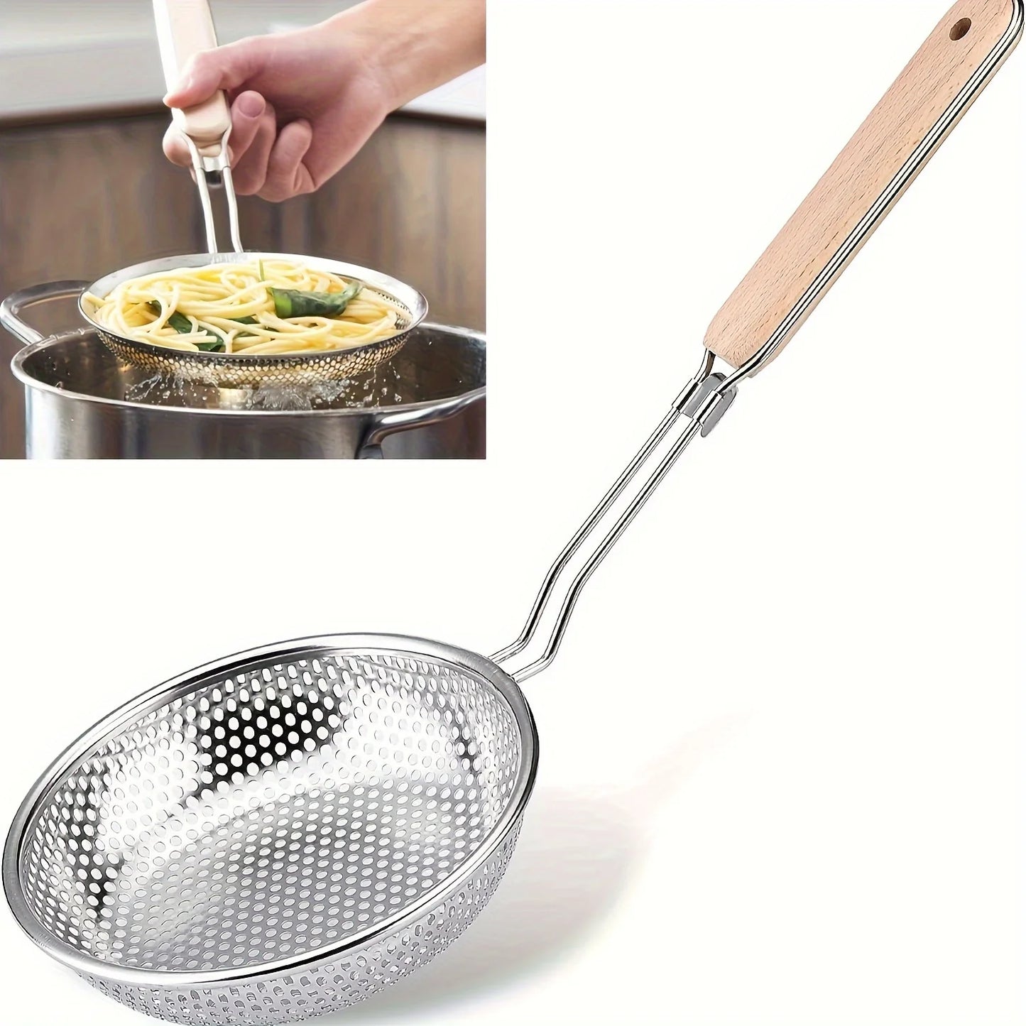 Stainless Steel Colander with Wooden Handle