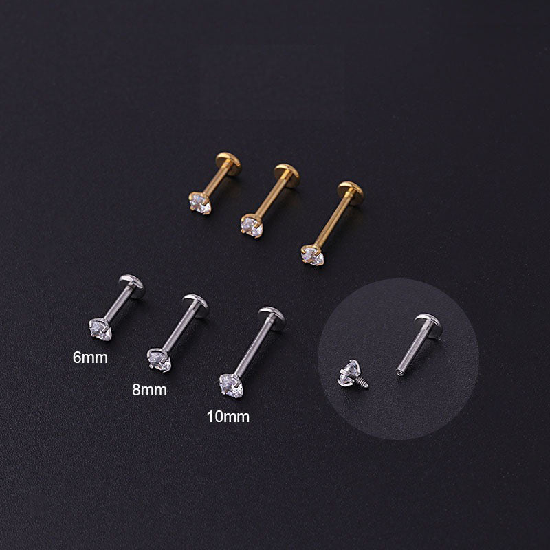 2pcs Stainless Steel Piercing Tragus Stud Earrings