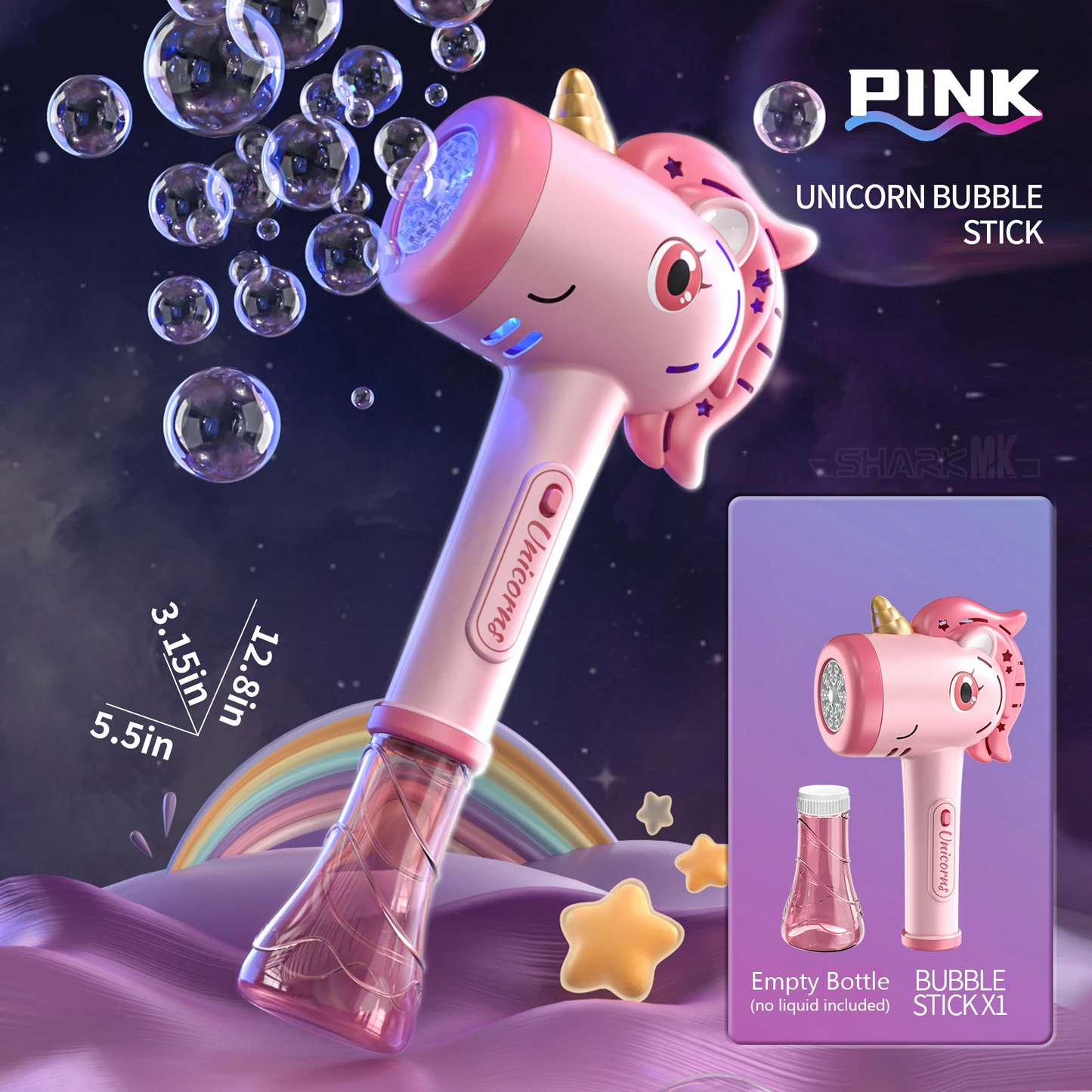 Unicorn electric bubble gun, toy bubble machine
