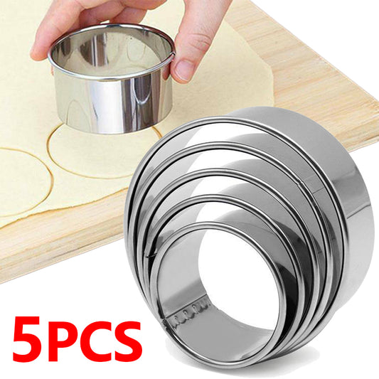 5pcs Round Biscuit Mold Stainless Steel Dumpling Skin Cutting Mould