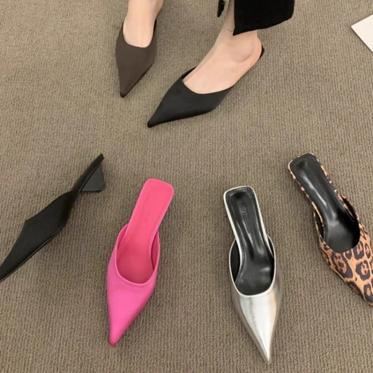 New Luxury Pointed Toe Women Mules Slipper Fashion Candy