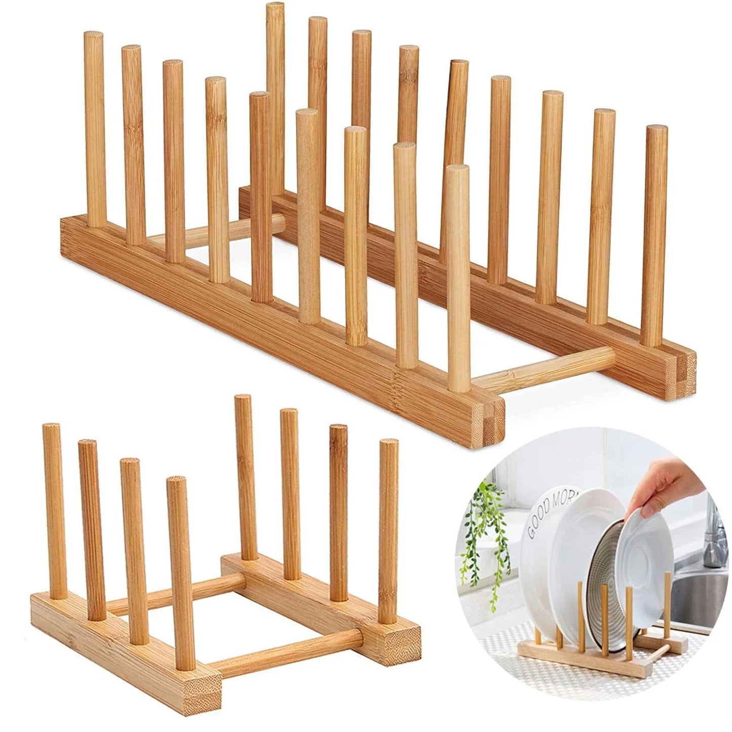 Wooden Dish Drainer Rack Kitchen Dishes Stand Plate Dish Drying Rack