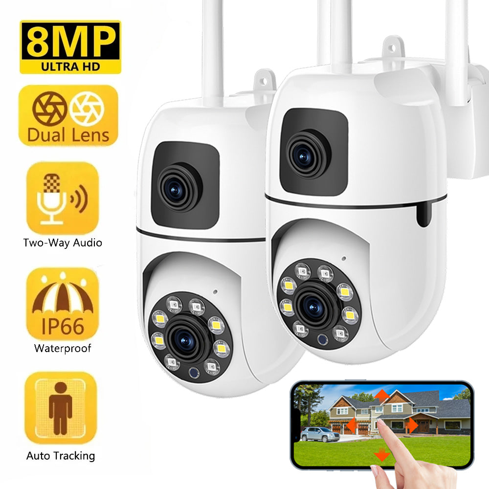 8MP Dual Lens WiFi Camera Dual Screen Wifi Surveillance Camera Outdoor