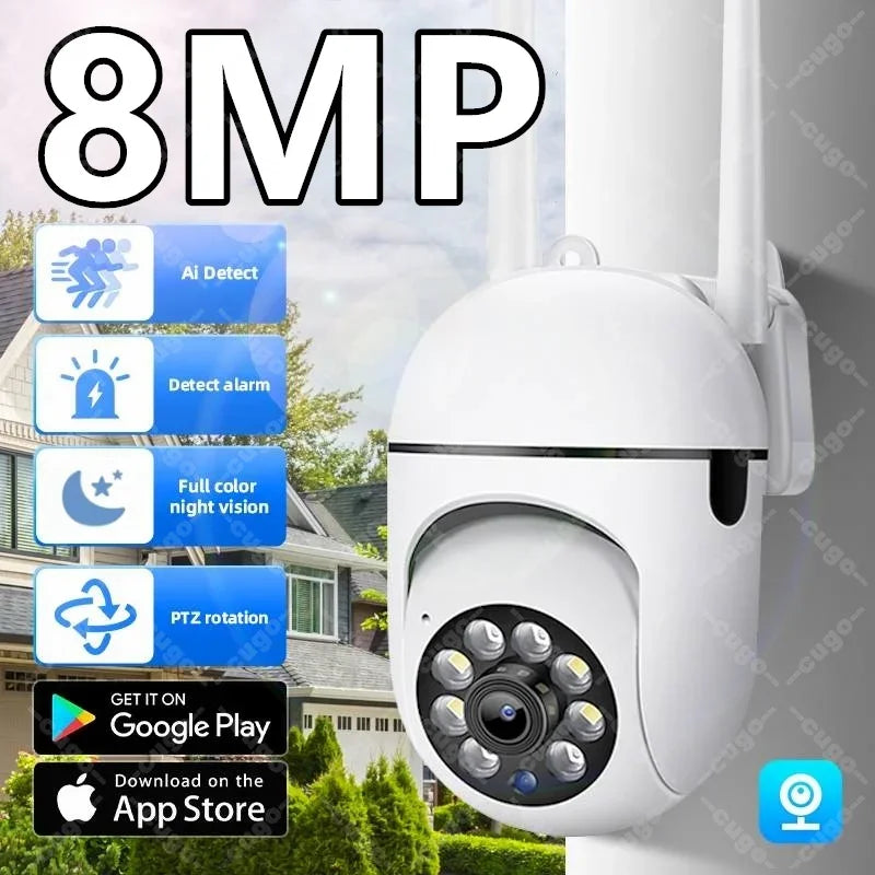 Wifi Surveillance Camera 8MP Wireless Security PTZ IP Camera HD Color