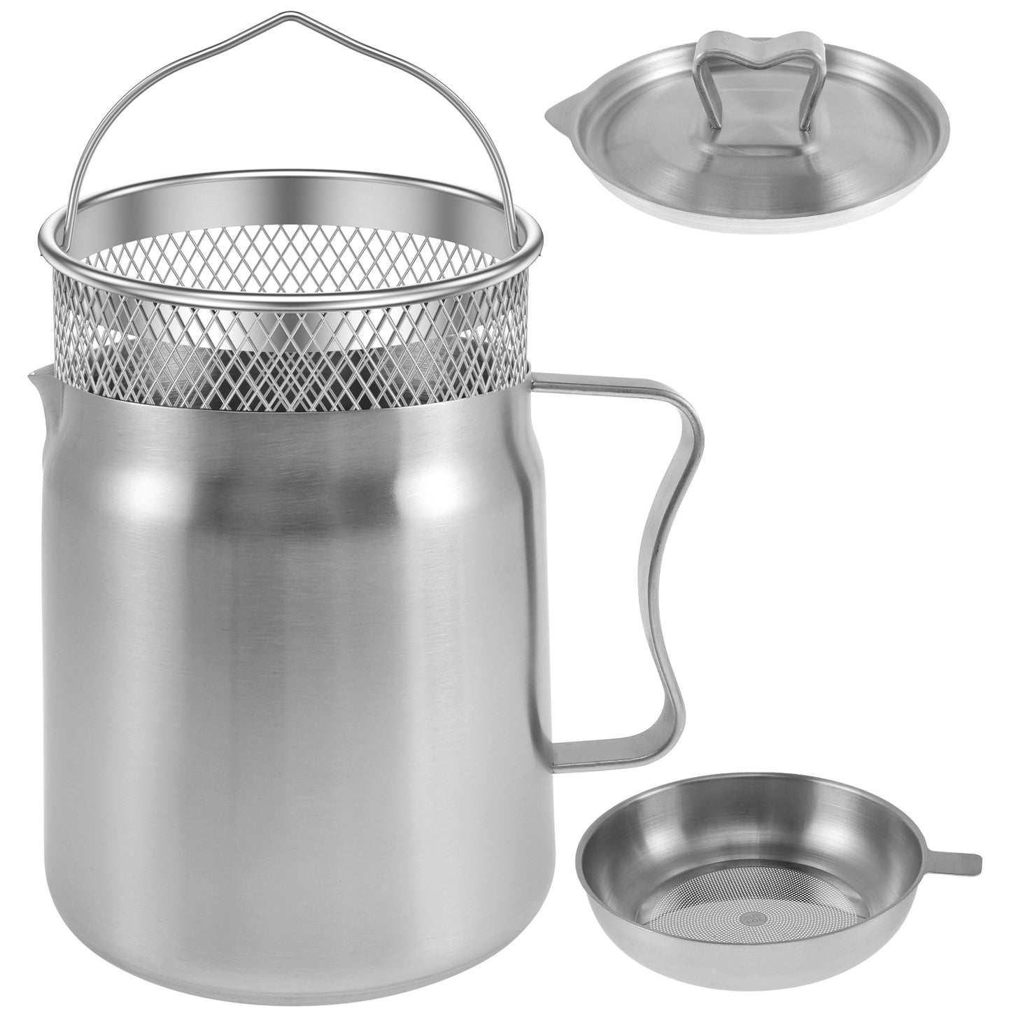 Oil Filter Pot Stainless Steel Oil Strainer Pot with Fine Mesh Strainer