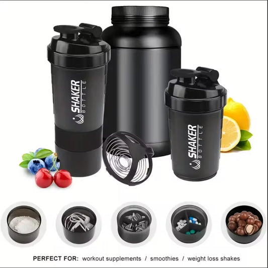 Shaker Bottle With Power Container 2 Tiers