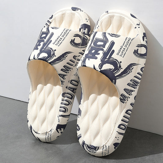 Mens Summer Slippers Beach Sandals Flip Flop Printing Thick