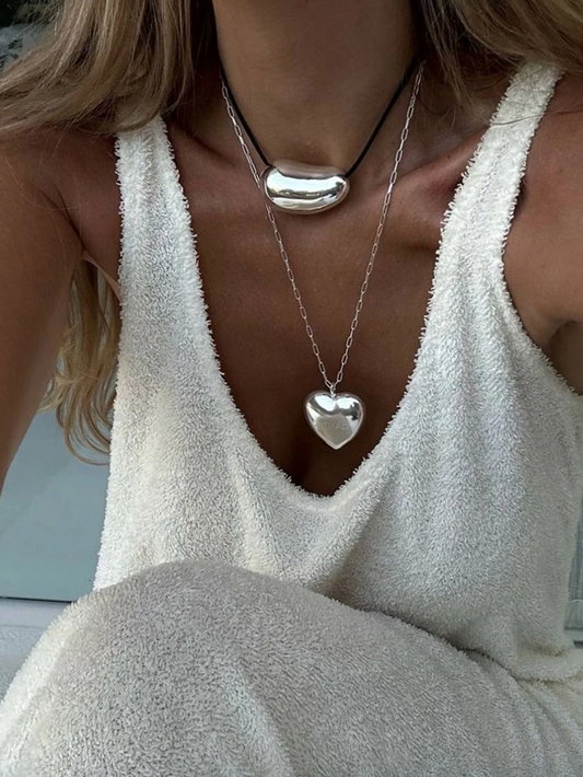 2PCS Fashion Stainless Steel Heart Pendant