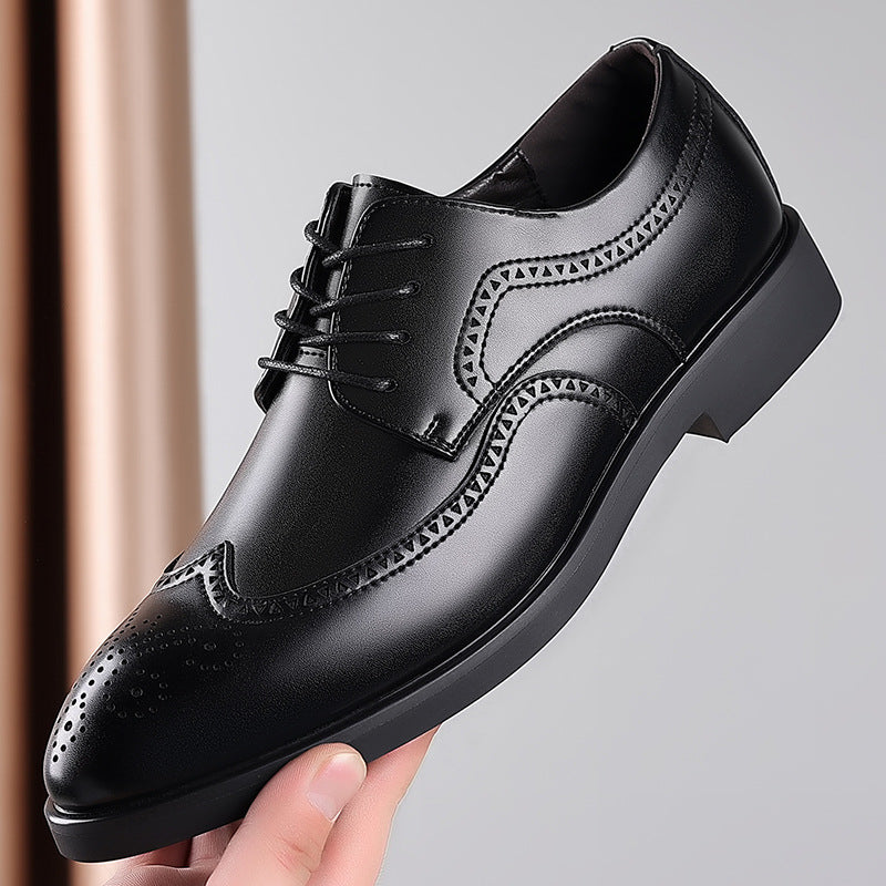 Men Classic Retro Brogues Men Lace Up Business Leather Shoes