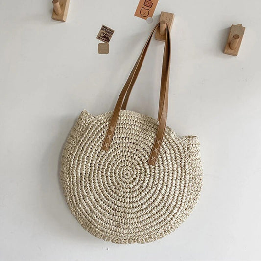Summer Round Straw Women Woven Shoulder Bag