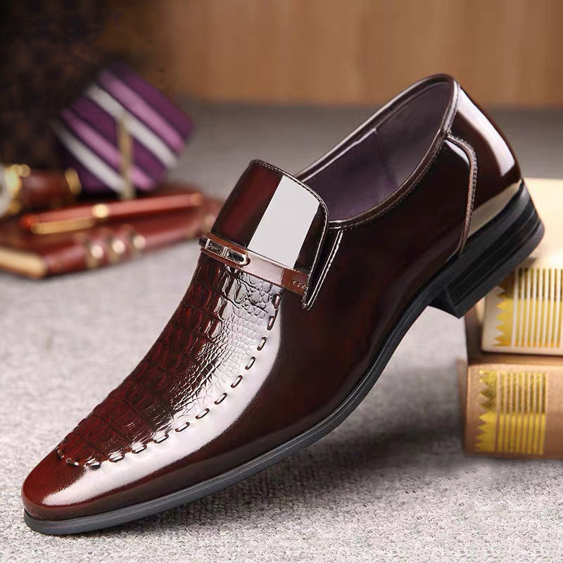 Men Classic Dress Shoes Crocodile Leather Business Casual Formal