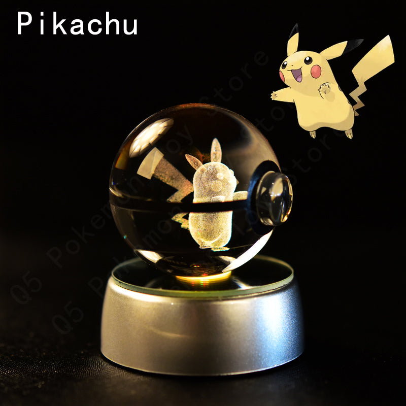 Pokémon 3D Crystal Ball Pikachu Ginger Mew Metso Figurines Lamp