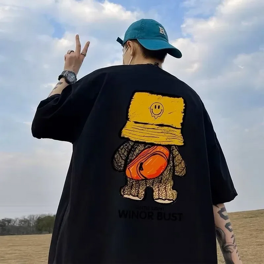 Men's Korean style short sleeved T-shirt in plus size